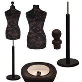 Display Guru Female Uk Size 6/8 Dressmakers Tailors Dummy Mannequin , Brown flower on Black Torso Bust with Black Wood Round Base